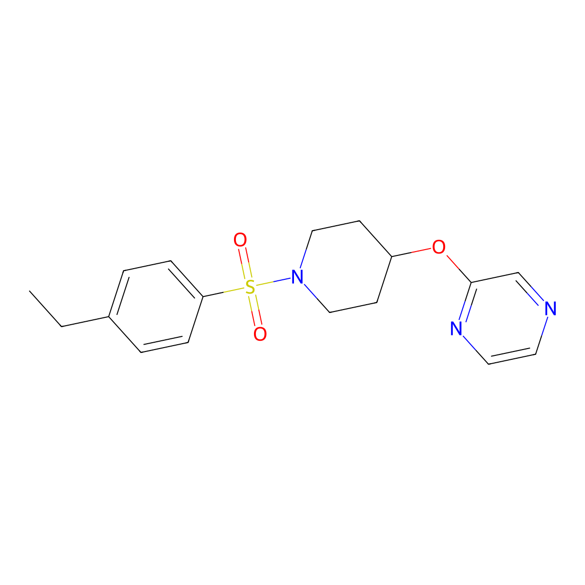 2-((1-((4-Ethylphenyl)sulfonyl)piperidin-4-yl)oxy)pyrazine molecular structure, CAS 1448027-49-3