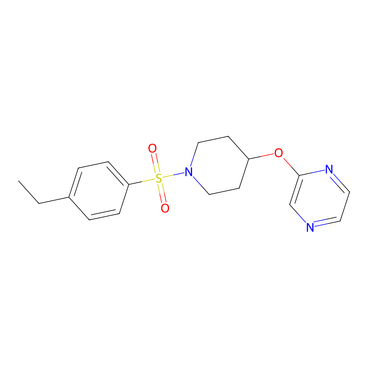 2-((1-((4-Ethylphenyl)sulfonyl)piperidin-4-yl)oxy)pyrazine molecular structure, CAS 1448027-49-3