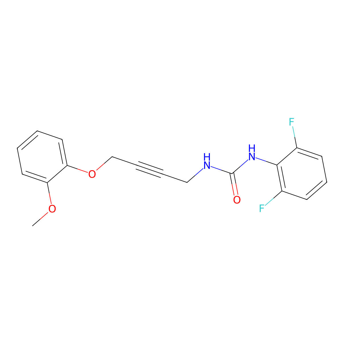 1-(2,6-Difluorophenyl)-3-(4-(2-methoxyphenoxy)but-2-yn-1-yl)urea molecular structure, CAS 1448027-51-7