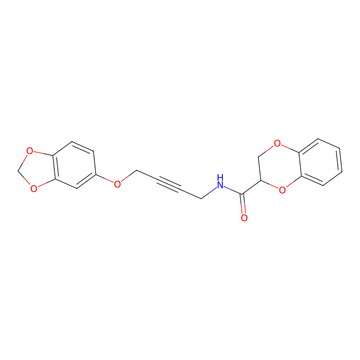 N-(4-(benzo[d][1,3]dioxol-5-yloxy)but-2-yn-1-yl)-2,3-dihydrobenzo[b][1,4]dioxine-2-carboxamide molecular structure, CAS 1448027-59-5