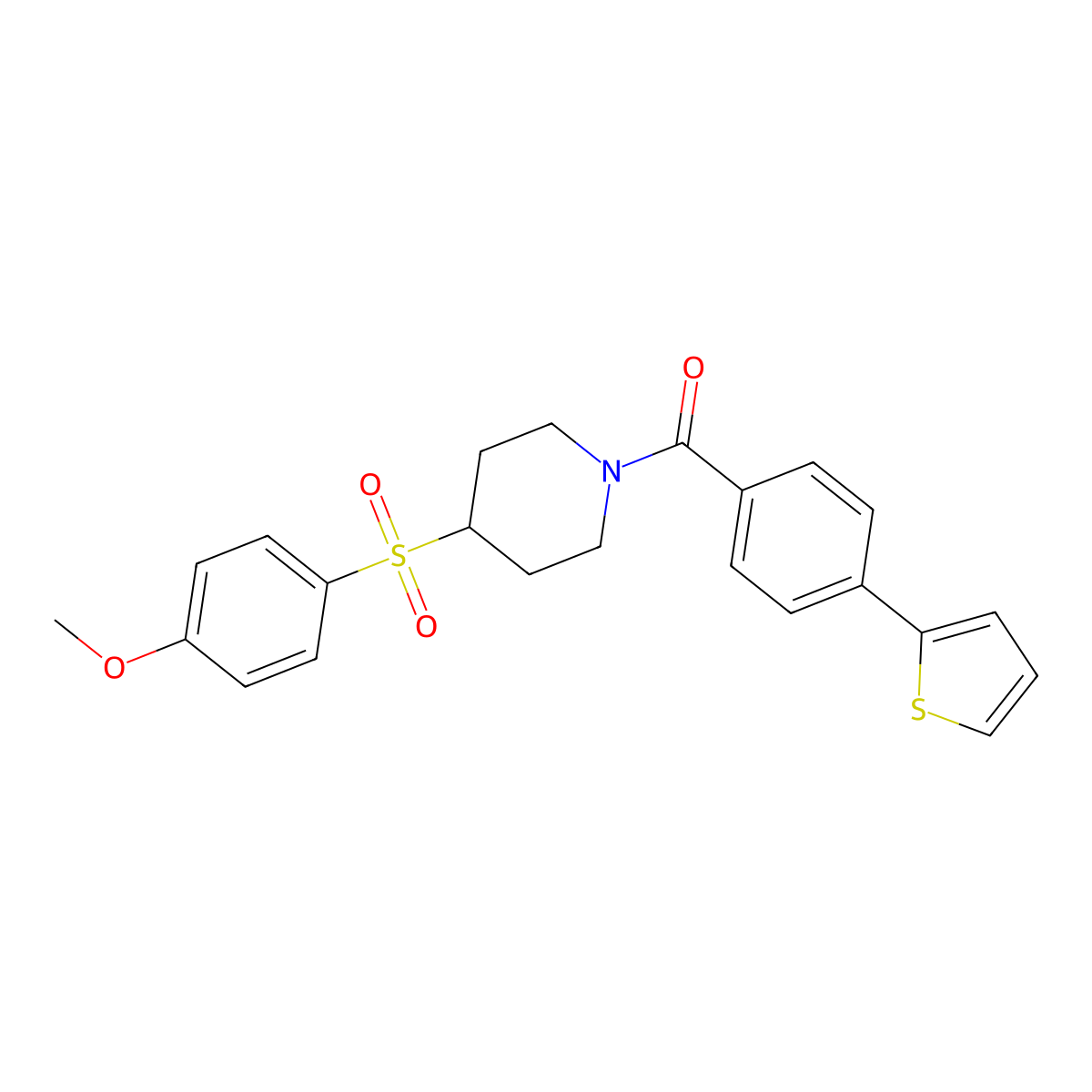 (4-((4-Methoxyphenyl)sulfonyl)piperidin-1-yl)(4-(thiophen-2-yl)phenyl)methanone molecular structure, CAS 1448027-62-0