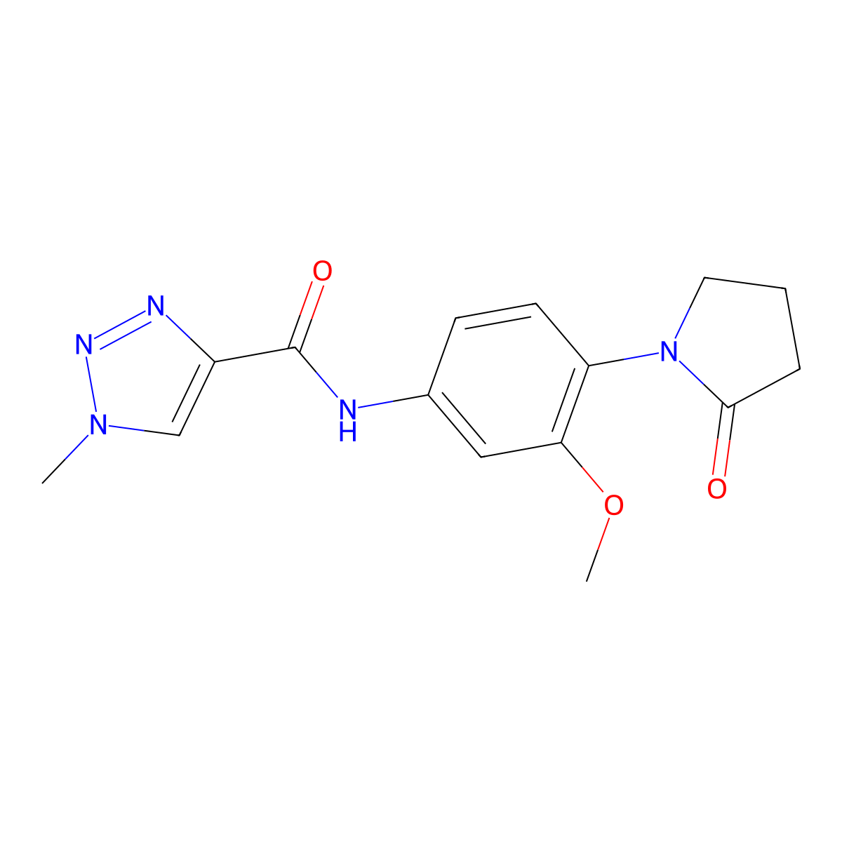 N-[3-methoxy-4-(2-oxopyrrolidin-1-yl)phenyl]-1-methyl-1H-1,2,3-triazole-4-carboxamide molecular structure, CAS 1448027-71-1