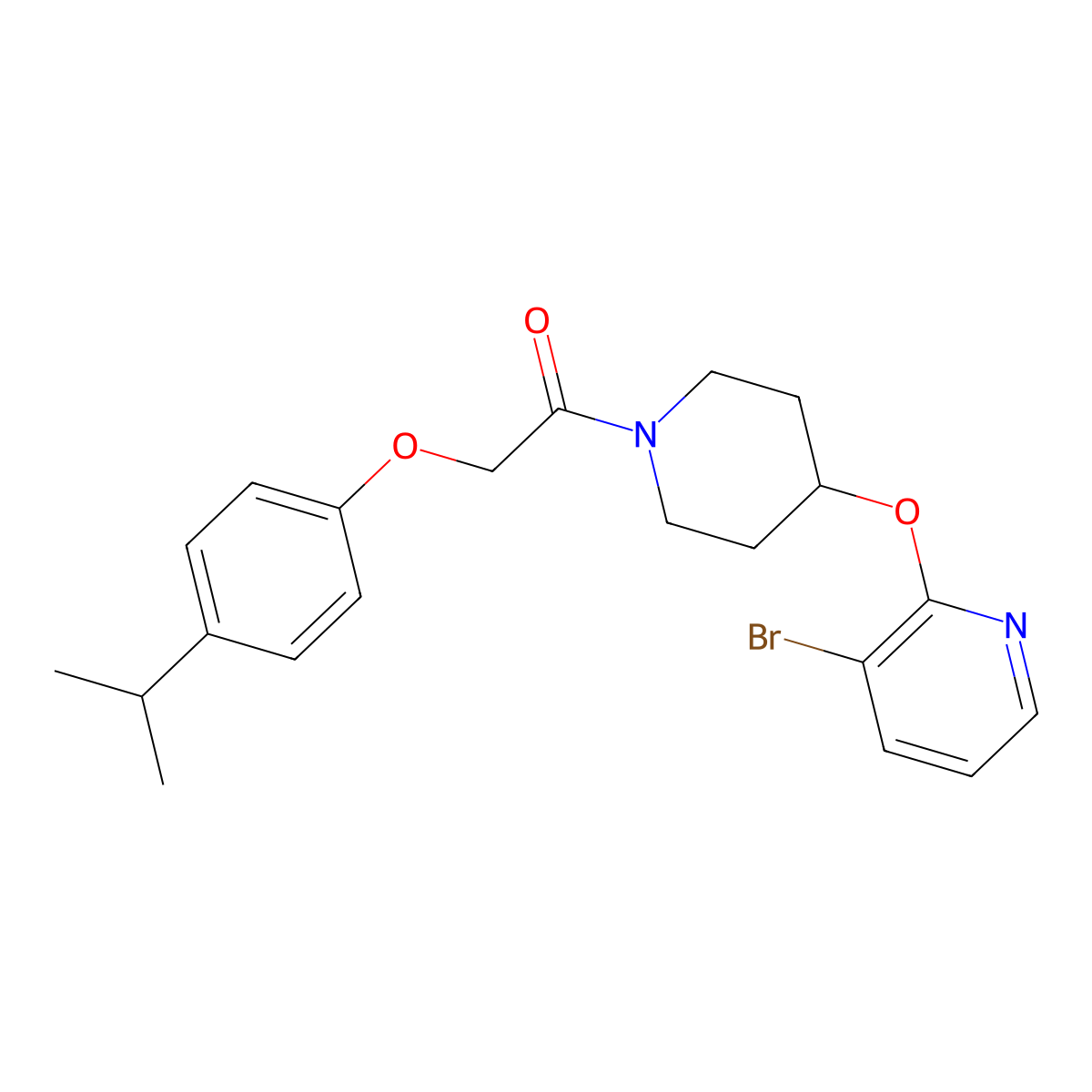 1-(4-((3-Bromopyridin-2-yl)oxy)piperidin-1-yl)-2-(4-isopropylphenoxy)ethanone molecular structure, CAS 1448027-74-4