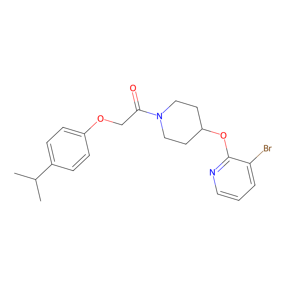 1-(4-((3-Bromopyridin-2-yl)oxy)piperidin-1-yl)-2-(4-isopropylphenoxy)ethanone molecular structure, CAS 1448027-74-4