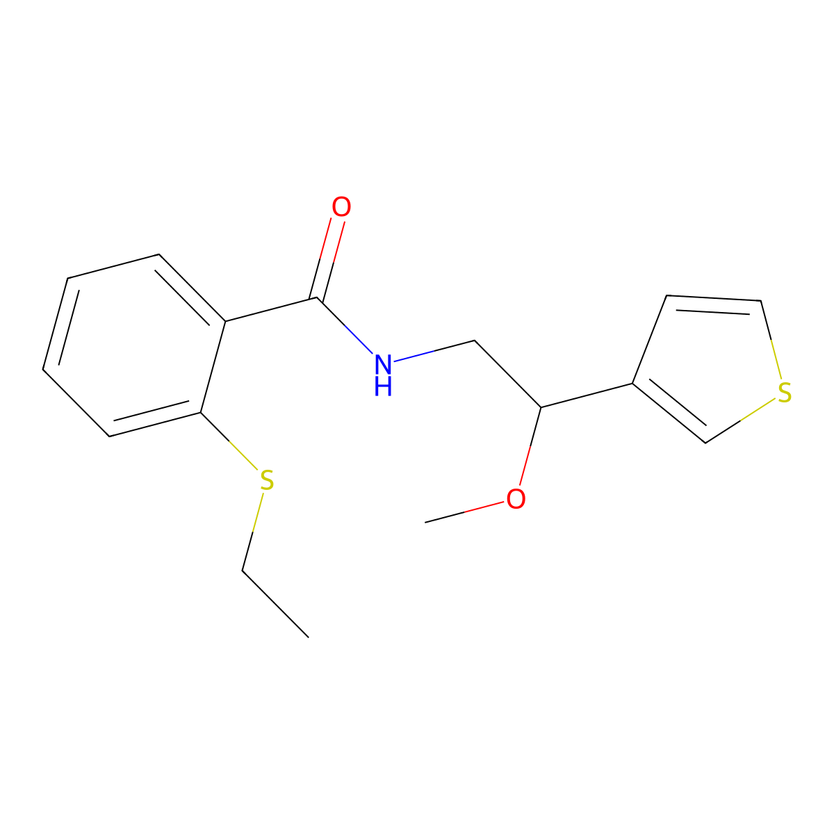 2-(ethylthio)-N-(2-methoxy-2-(thiophen-3-yl)ethyl)benzamide molecular structure, CAS 1448027-79-9