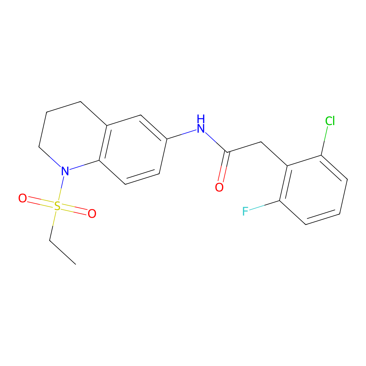 2-(2-chloro-6-fluorophenyl)-N-(1-(ethylsulfonyl)-1,2,3,4-tetrahydroquinolin-6-yl)acetamide molecular structure, CAS 1448027-82-4