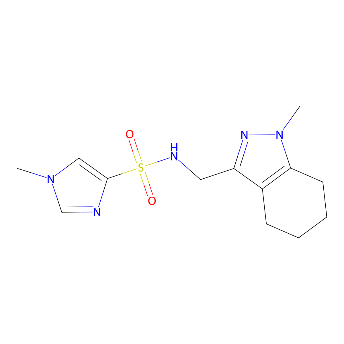 1-methyl-N-[(1-methyl-4,5,6,7-tetrahydro-1H-indazol-3-yl)methyl]-1H-imidazole-4-sulfonamide molecular structure, CAS 1448027-83-5