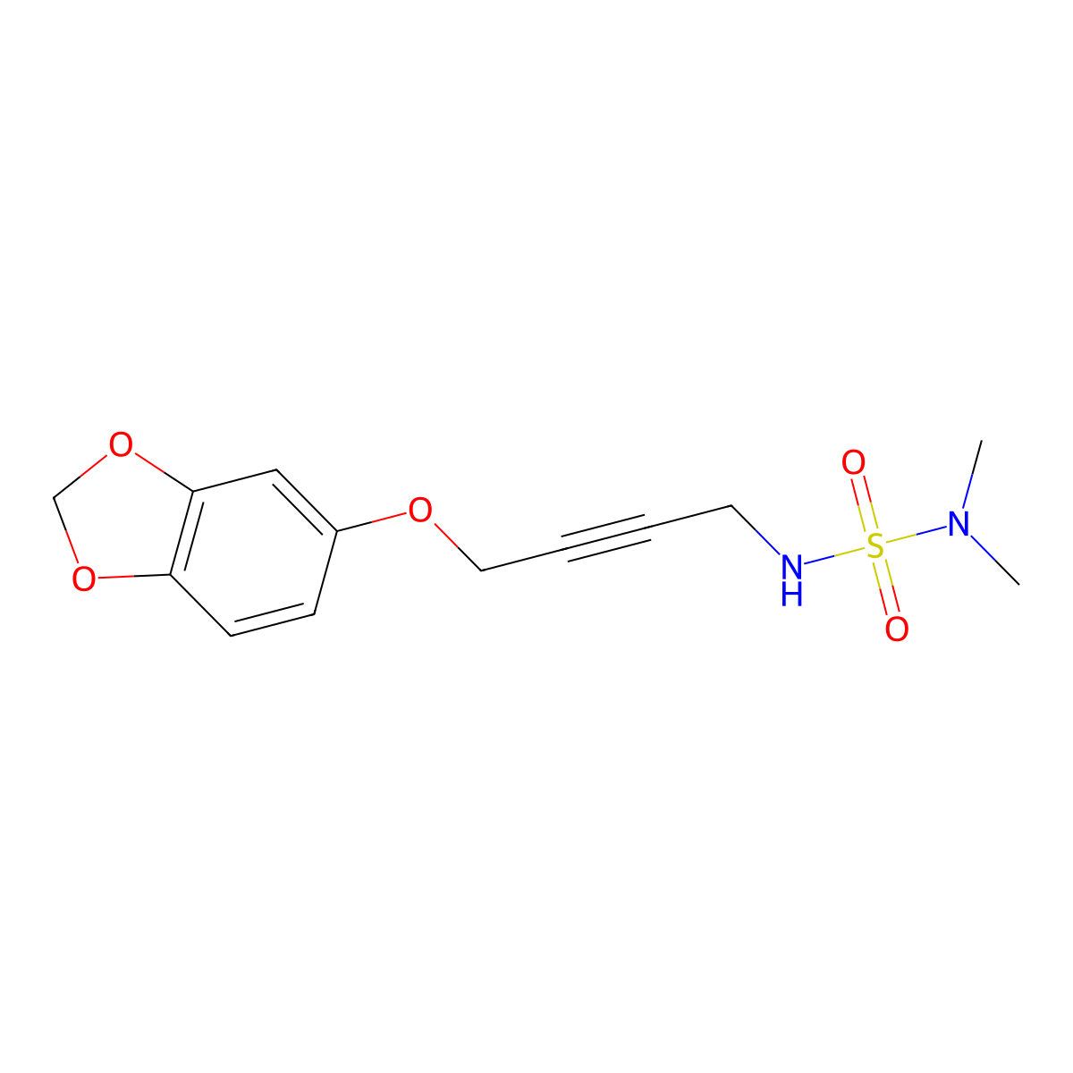 {[4-(2H-1,3-Benzodioxol-5-yloxy)but-2-YN-1-YL]sulfamoyl}dimethylamine molecular structure, CAS 1448027-84-6