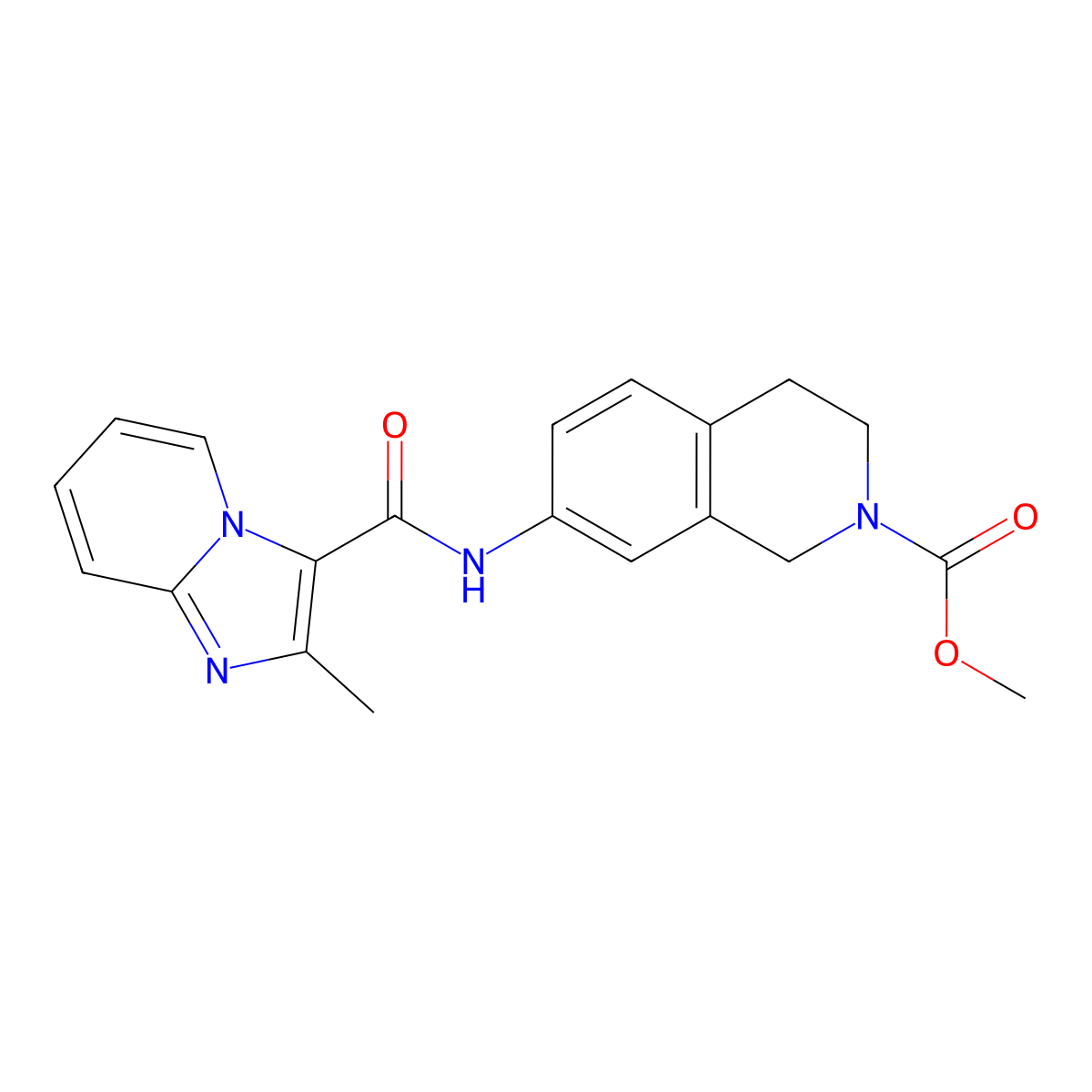 methyl 7-(2-methylimidazo[1,2-a]pyridine-3-carboxamido)-3,4-dihydroisoquinoline-2(1H)-carboxylate molecular structure, CAS 1448027-85-7