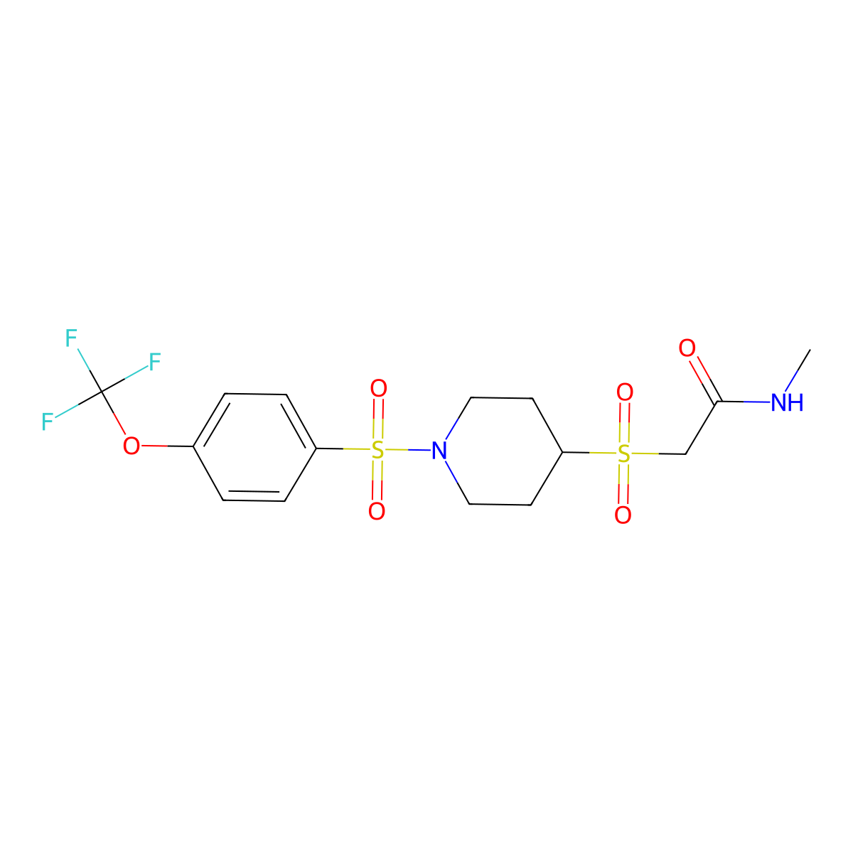 N-methyl-2-((1-((4-(trifluoromethoxy)phenyl)sulfonyl)piperidin-4-yl)sulfonyl)acetamide molecular structure, CAS 1448027-89-1