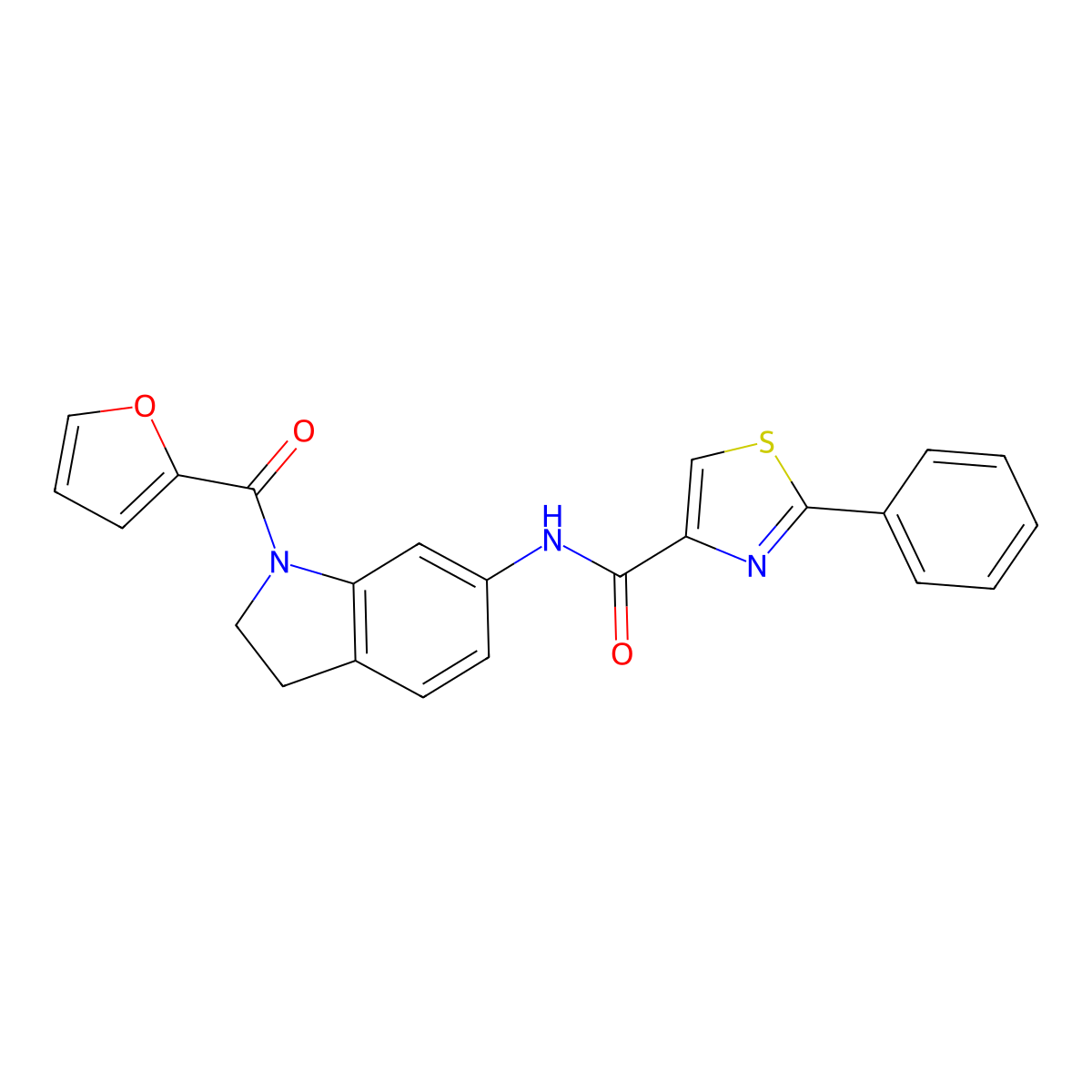 N-(1-(furan-2-carbonyl)indolin-6-yl)-2-phenylthiazole-4-carboxamide molecular structure, CAS 1448027-91-5