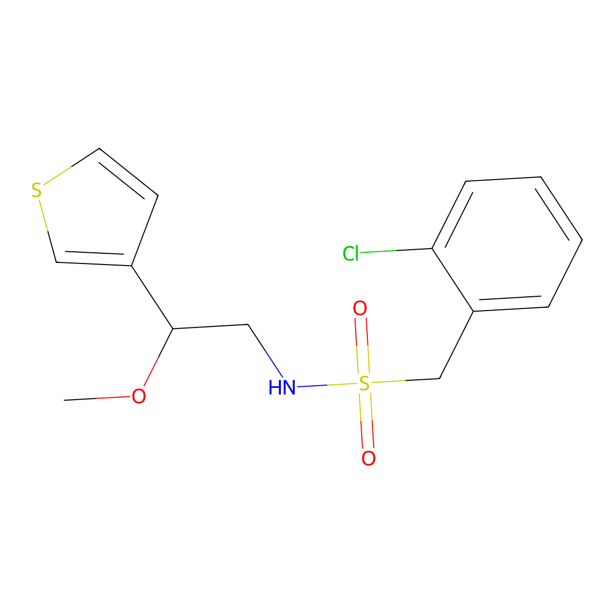 1-(2-Chlorophenyl)-N-[2-methoxy-2-(thiophen-3-YL)ethyl]methanesulfonamide molecular structure, CAS 1448027-94-8