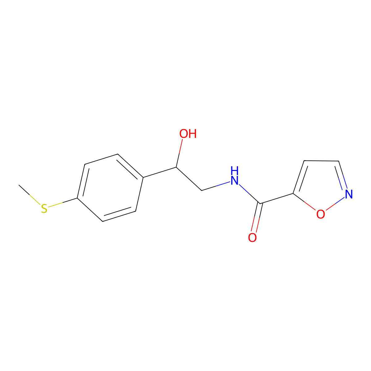 N-(2-hydroxy-2-(4-(methylthio)phenyl)ethyl)isoxazole-5-carboxamide molecular structure, CAS 1448028-15-6