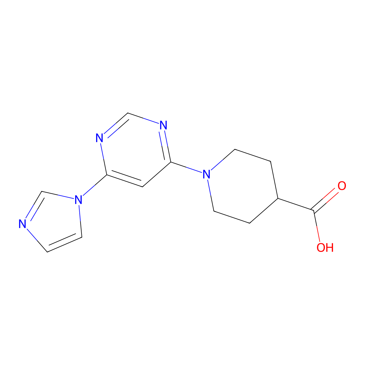 1-(6-(1H-imidazol-1-yl)pyrimidin-4-yl)piperidine-4-carboxylic acid molecular structure, CAS 1448028-18-9