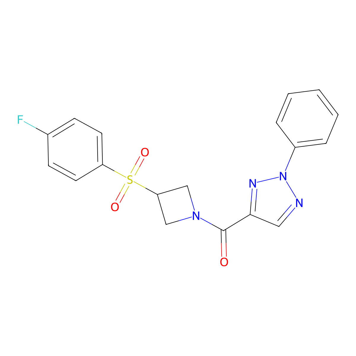 (3-((4-fluorophenyl)sulfonyl)azetidin-1-yl)(2-phenyl-2H-1,2,3-triazol-4-yl)methanone molecular structure, CAS 1448028-19-0
