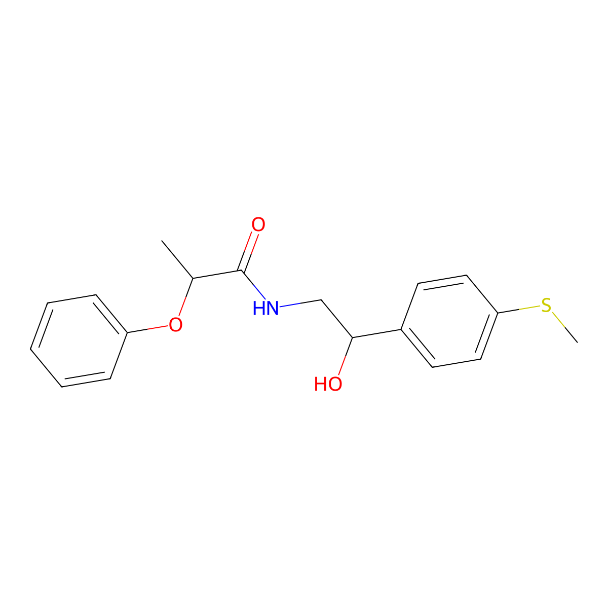 N-(2-hydroxy-2-(4-(methylthio)phenyl)ethyl)-2-phenoxypropanamide molecular structure, CAS 1448028-23-6
