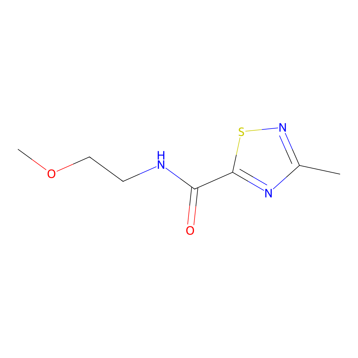 N-(2-methoxyethyl)-3-methyl-1,2,4-thiadiazole-5-carboxamide molecular structure, CAS 1448028-24-7