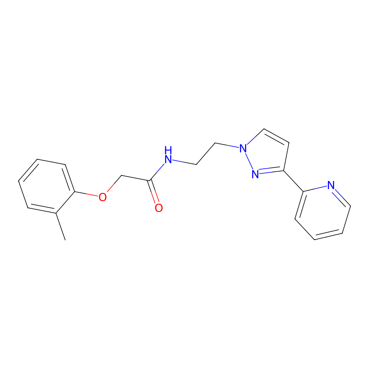 N-(2-(3-(pyridin-2-yl)-1H-pyrazol-1-yl)ethyl)-2-(o-tolyloxy)acetamide molecular structure, CAS 1448028-25-8
