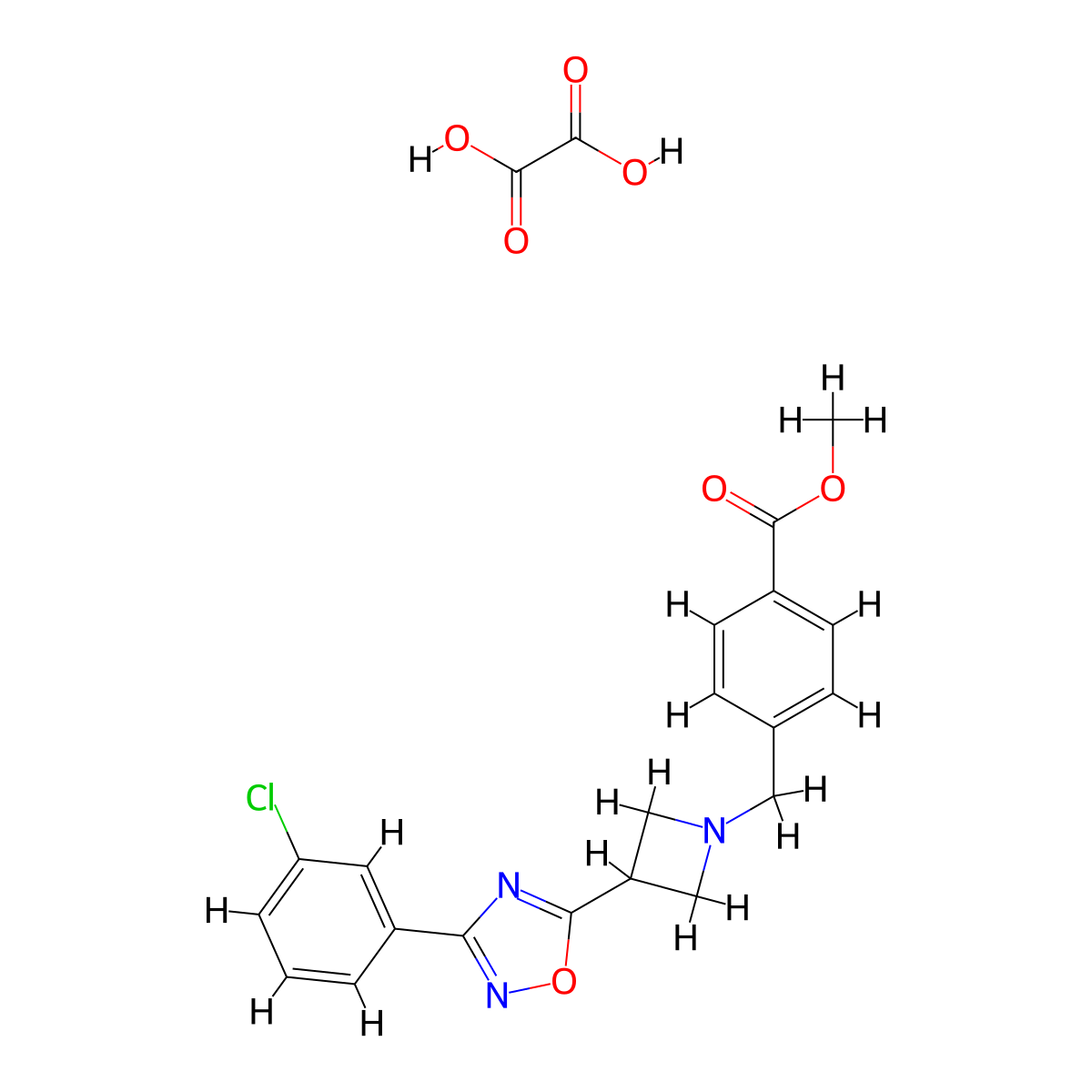 Methyl 4-((3-(3-(3-chlorophenyl)-1,2,4-oxadiazol-5-yl)azetidin-1-yl)methyl)benzoate oxalate molecular structure, CAS 1448028-28-1