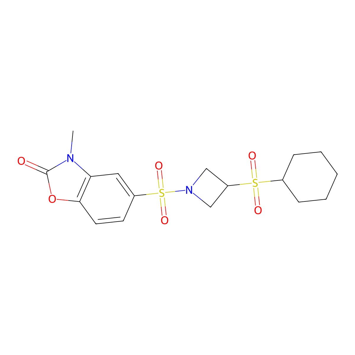 5-((3-(cyclohexylsulfonyl)azetidin-1-yl)sulfonyl)-3-methylbenzo[d]oxazol-2(3H)-one molecular structure, CAS 1448028-29-2