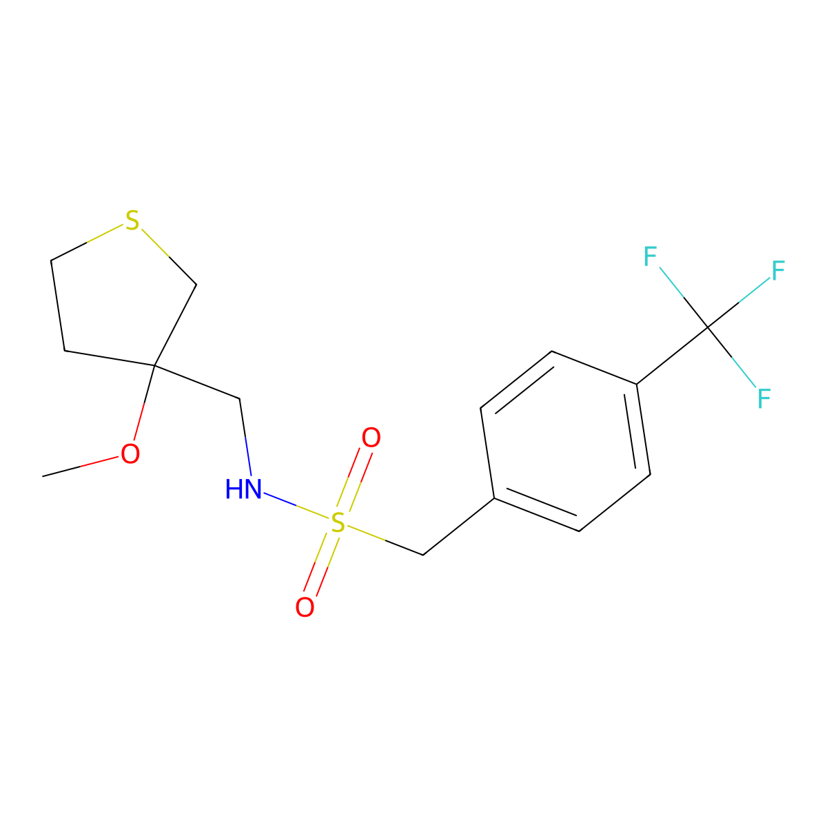 N-[(3-Methoxythiolan-3-YL)methyl]-1-[4-(trifluoromethyl)phenyl]methanesulfonamide molecular structure, CAS 1448028-30-5