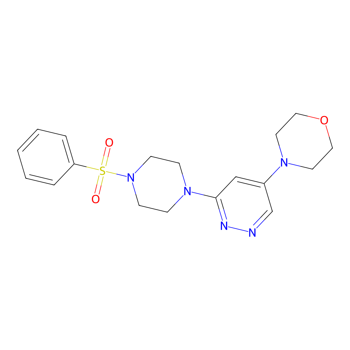 4-(6-(4-(Phenylsulfonyl)piperazin-1-yl)pyridazin-4-yl)morpholine molecular structure, CAS 1448028-32-7