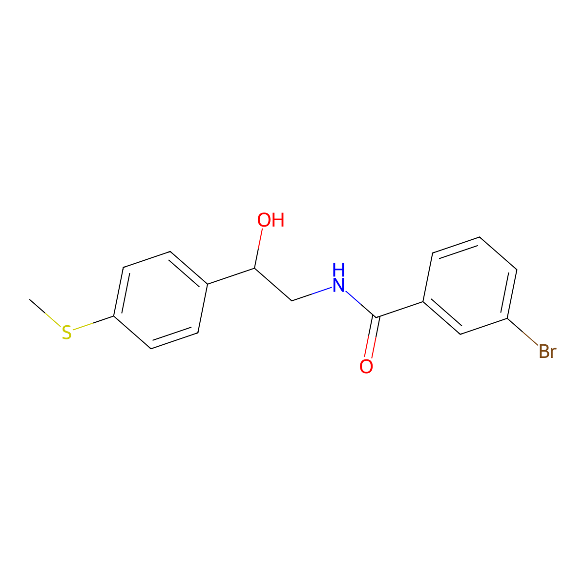 3-bromo-N-(2-hydroxy-2-(4-(methylthio)phenyl)ethyl)benzamide molecular structure, CAS 1448028-33-8