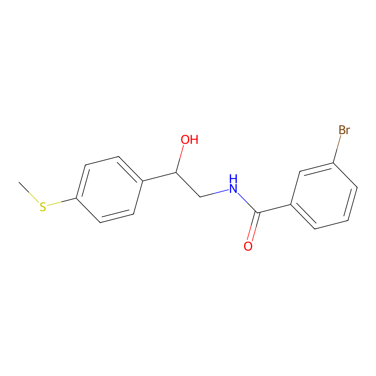 3-bromo-N-(2-hydroxy-2-(4-(methylthio)phenyl)ethyl)benzamide molecular structure, CAS 1448028-33-8