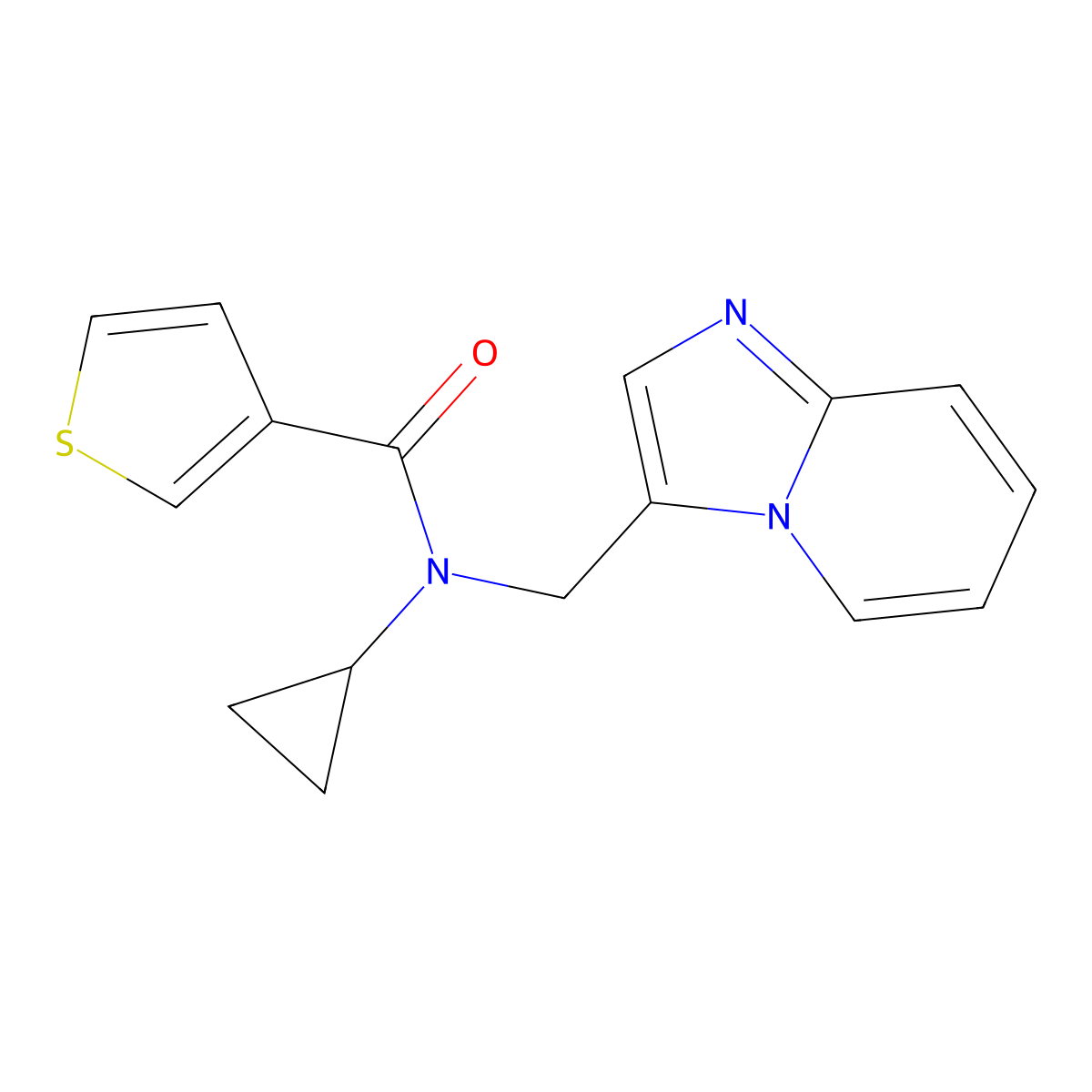 N-cyclopropyl-N-(imidazo[1,2-a]pyridin-3-ylmethyl)thiophene-3-carboxamide molecular structure, CAS 1448028-40-7