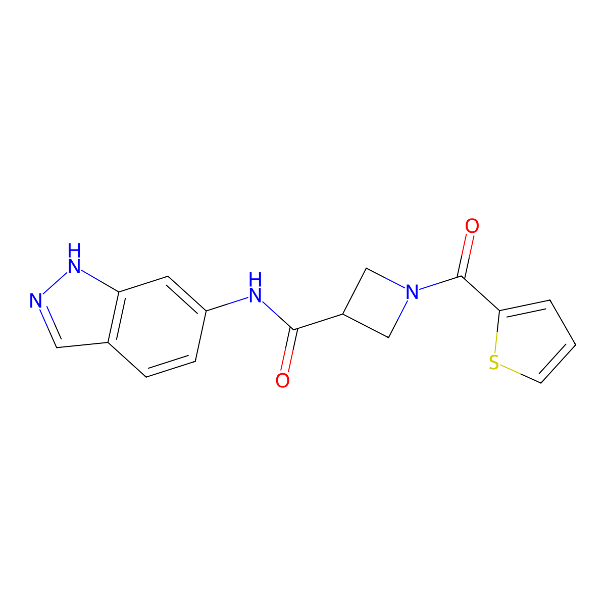 N-(1H-indazol-6-yl)-1-(thiophene-2-carbonyl)azetidine-3-carboxamide molecular structure, CAS 1448028-41-8
