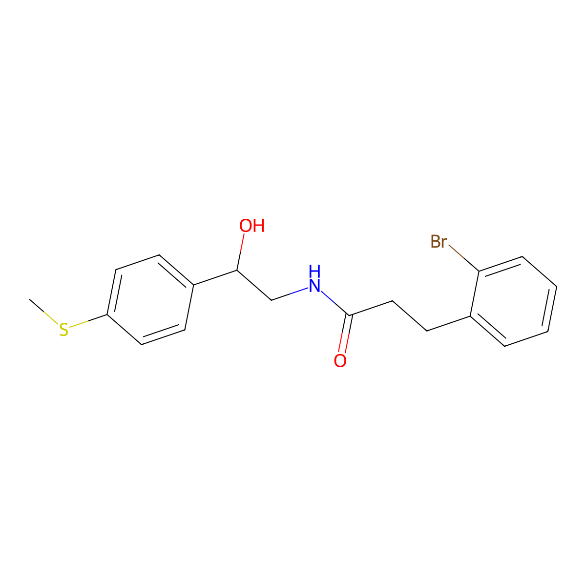 3-(2-bromophenyl)-N-(2-hydroxy-2-(4-(methylthio)phenyl)ethyl)propanamide molecular structure, CAS 1448028-43-0