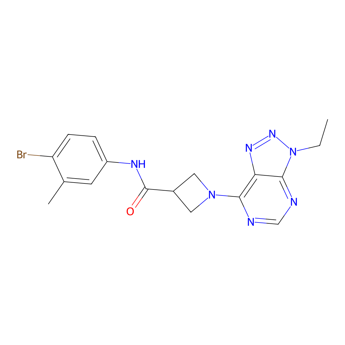 N-(4-bromo-3-methylphenyl)-1-(3-ethyl-3H-[1,2,3]triazolo[4,5-d]pyrimidin-7-yl)azetidine-3-carboxamide molecular structure, CAS 1448028-44-1