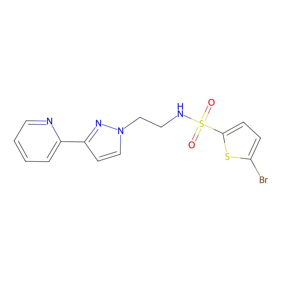 5-bromo-N-{2-[3-(pyridin-2-yl)-1H-pyrazol-1-yl]ethyl}thiophene-2-sulfonamide molecular structure, CAS 1448028-46-3