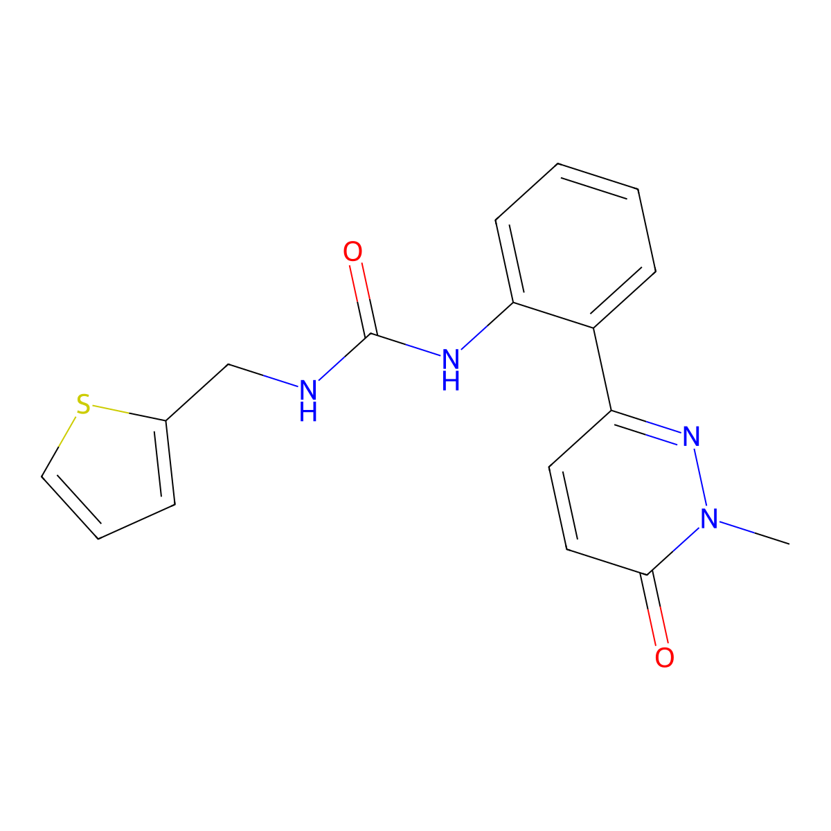 1-(2-(1-Methyl-6-oxo-1,6-dihydropyridazin-3-yl)phenyl)-3-(thiophen-2-ylmethyl)urea molecular structure, CAS 1448028-48-5