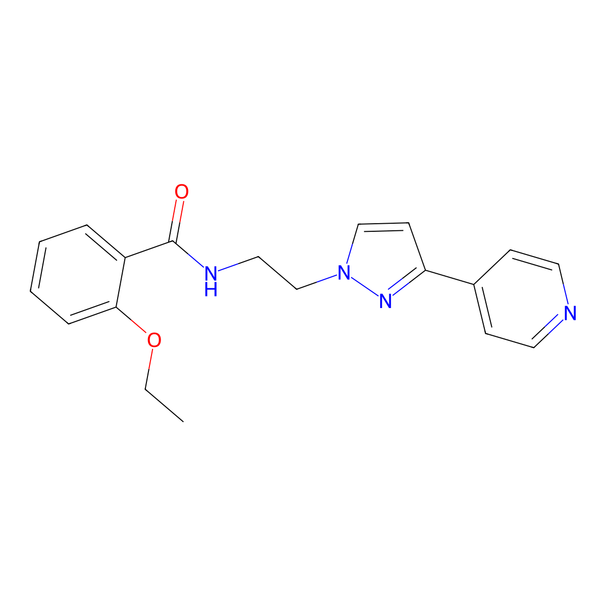 2-ethoxy-N-(2-(3-(pyridin-4-yl)-1H-pyrazol-1-yl)ethyl)benzamide molecular structure, CAS 1448028-55-4