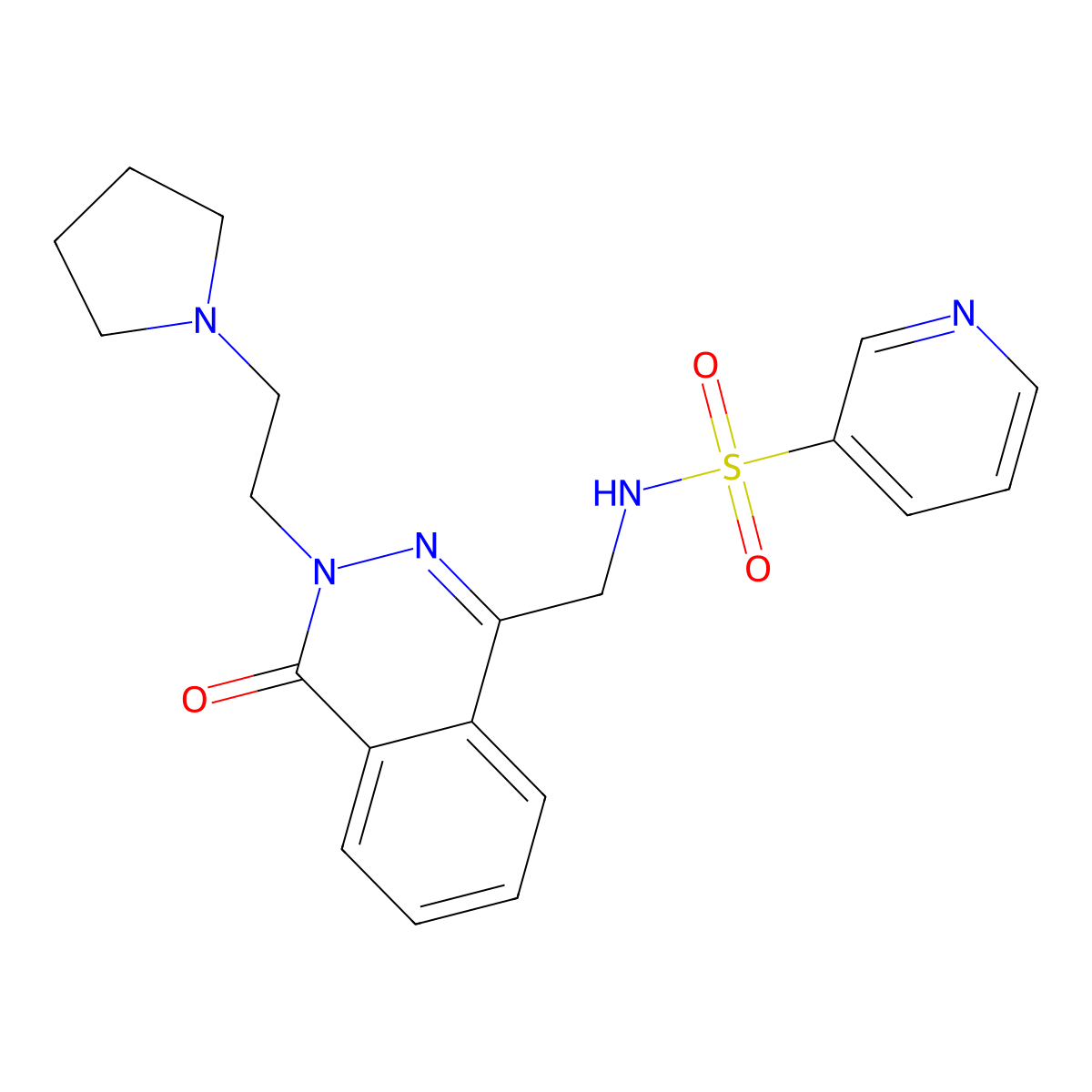 N-({4-oxo-3-[2-(pyrrolidin-1-yl)ethyl]-3,4-dihydrophthalazin-1-yl}methyl)pyridine-3-sulfonamide molecular structure, CAS 1448028-57-6