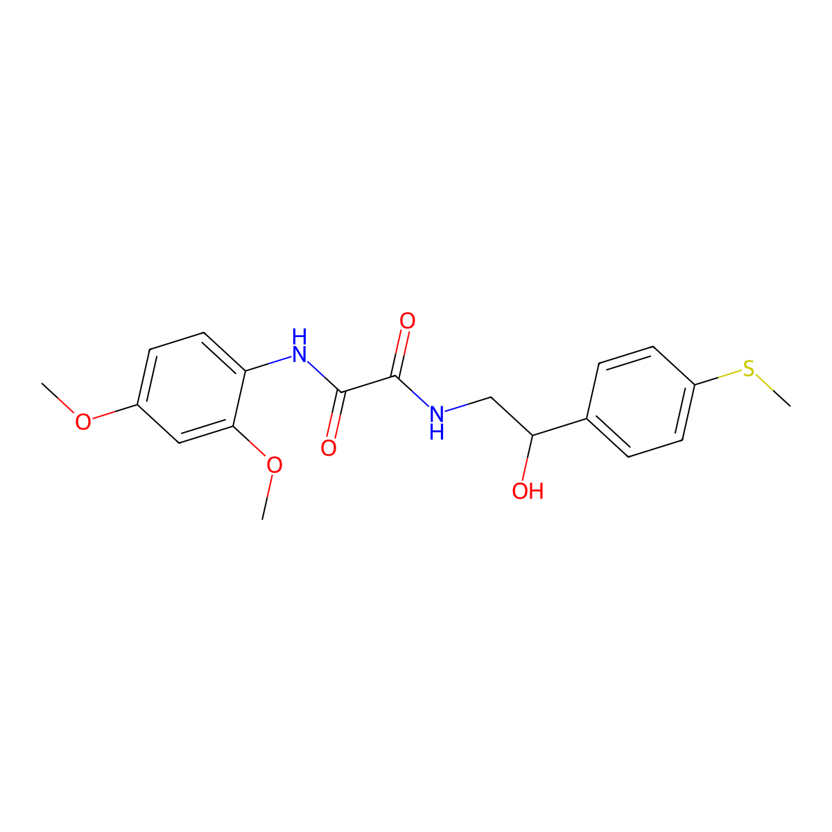 N1-(2,4-dimethoxyphenyl)-N2-(2-hydroxy-2-(4-(methylthio)phenyl)ethyl)oxalamide molecular structure, CAS 1448028-62-3