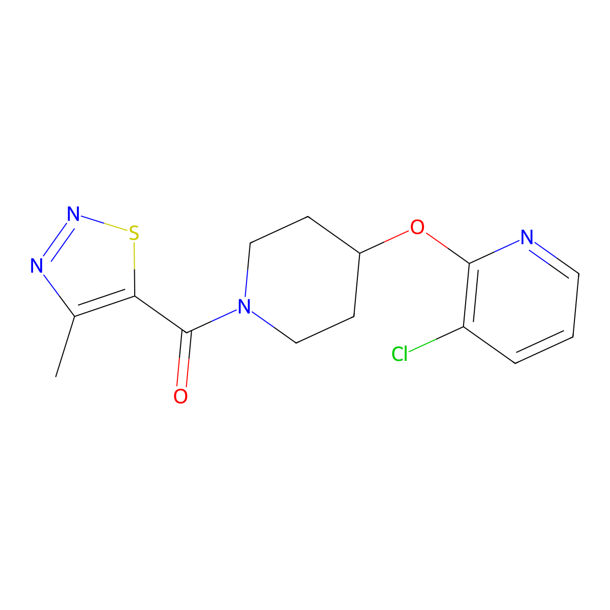 (4-((3-Chloropyridin-2-yl)oxy)piperidin-1-yl)(4-methyl-1,2,3-thiadiazol-5-yl)methanone molecular structure, CAS 1448028-67-8