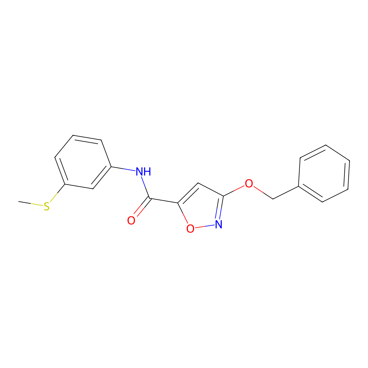 3-(benzyloxy)-N-(3-(methylthio)phenyl)isoxazole-5-carboxamide molecular structure, CAS 1448028-68-9