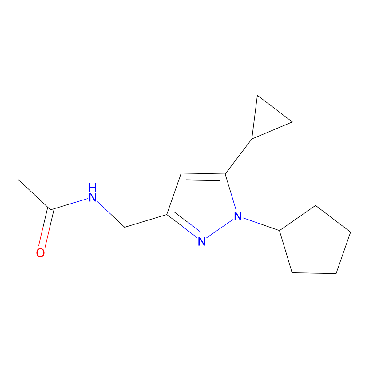 N-[(1-cyclopentyl-5-cyclopropyl-1H-pyrazol-3-yl)methyl]acetamide molecular structure, CAS 1448028-72-5