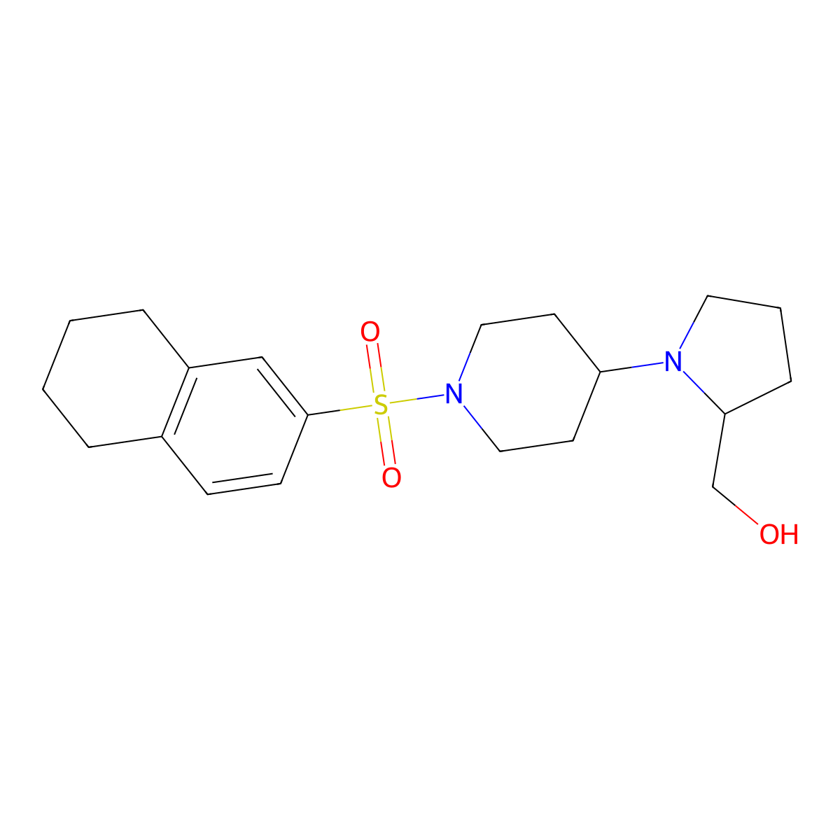 (1-(1-((5,6,7,8-Tetrahydronaphthalen-2-yl)sulfonyl)piperidin-4-yl)pyrrolidin-2-yl)methanol molecular structure, CAS 1448028-75-8