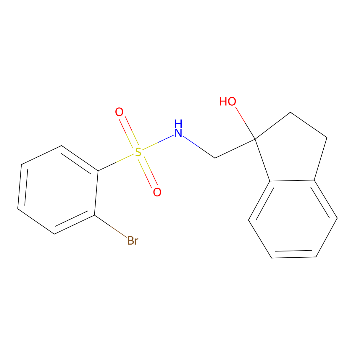 2-bromo-N-((1-hydroxy-2,3-dihydro-1H-inden-1-yl)methyl)benzenesulfonamide molecular structure, CAS 1448028-76-9
