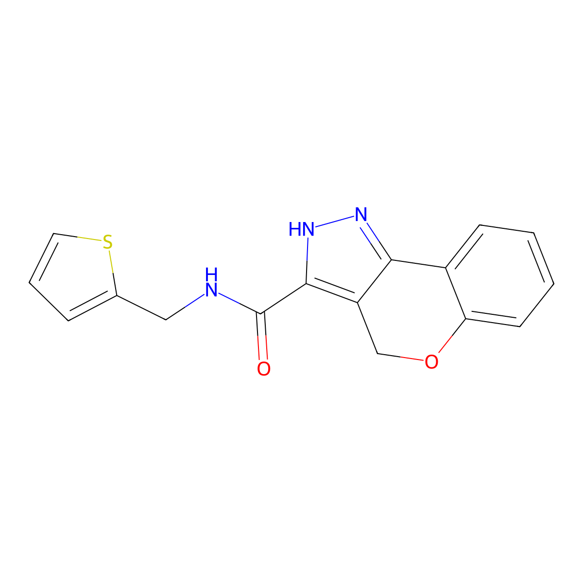 N-(thiophen-2-ylmethyl)-2,4-dihydrochromeno[4,3-c]pyrazole-3-carboxamide molecular structure, CAS 1448028-77-0