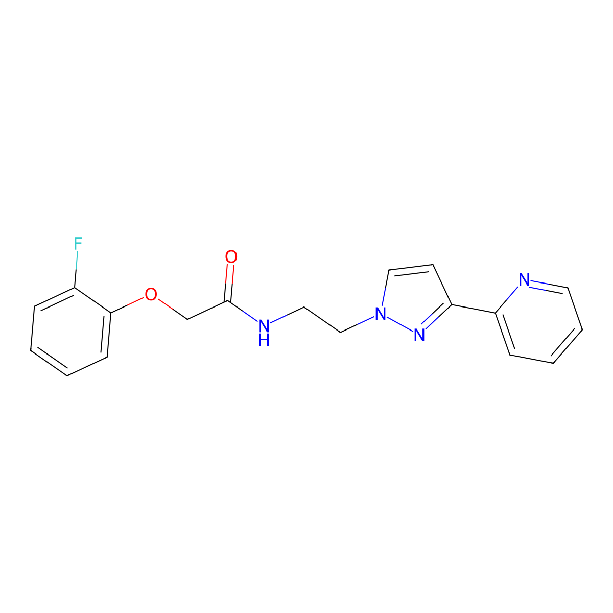2-(2-fluorophenoxy)-N-(2-(3-(pyridin-2-yl)-1H-pyrazol-1-yl)ethyl)acetamide molecular structure, CAS 1448028-78-1
