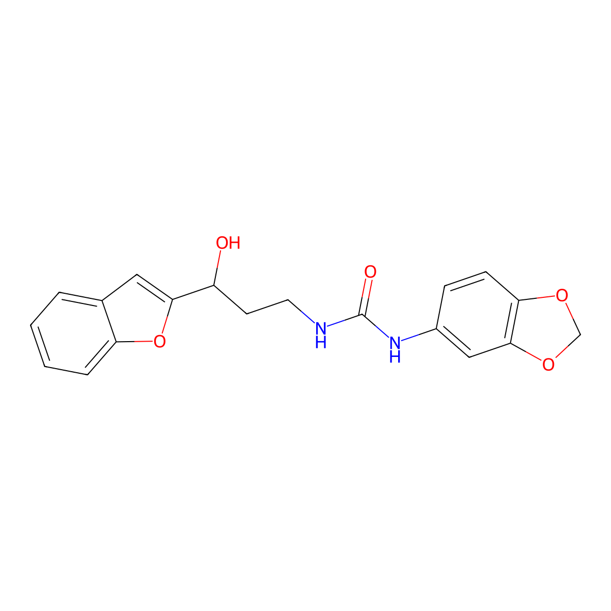 1-(Benzo[d][1,3]dioxol-5-yl)-3-(3-(benzofuran-2-yl)-3-hydroxypropyl)urea molecular structure, CAS 1448028-82-7