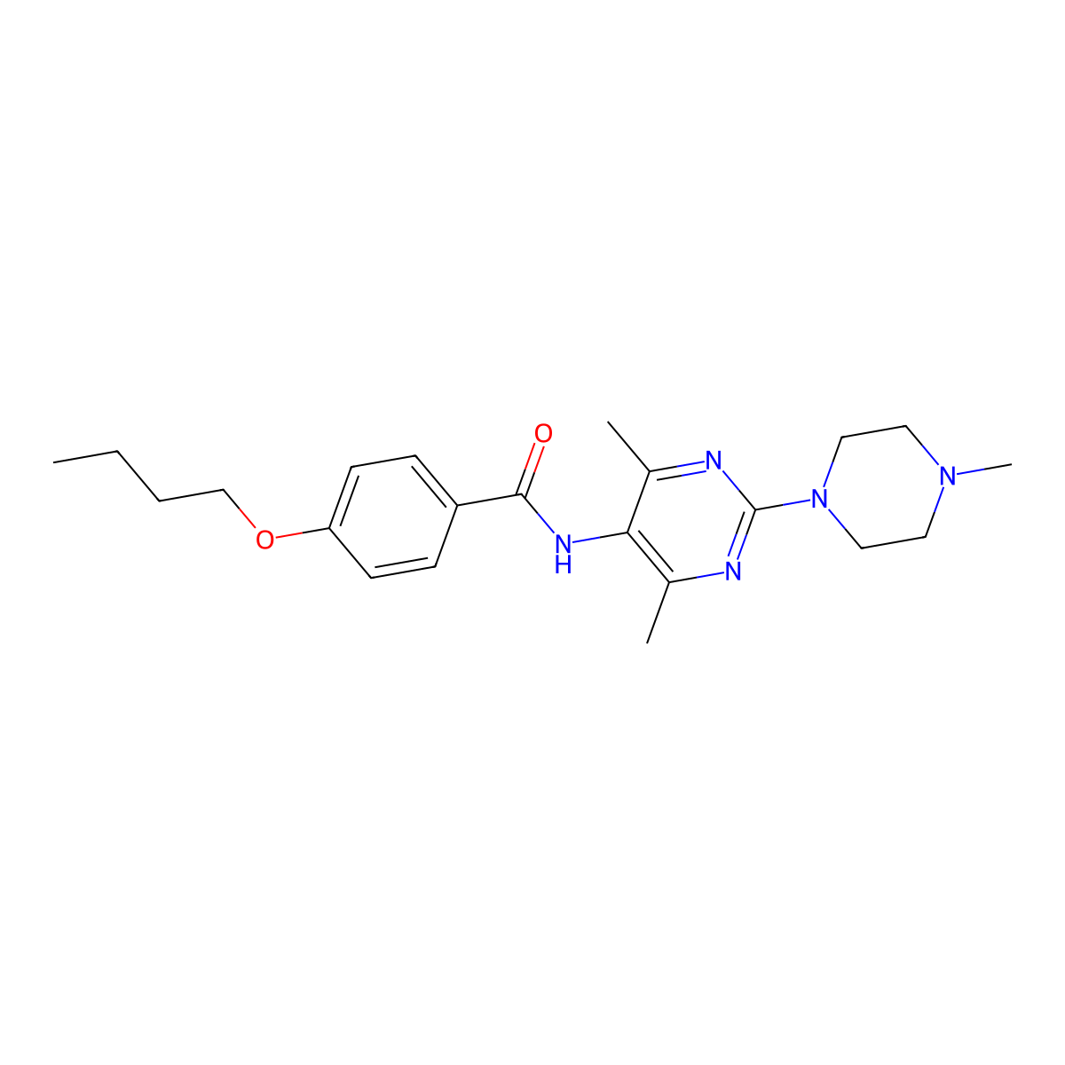 4-Butoxy-N-[4,6-dimethyl-2-(4-methylpiperazin-1-YL)pyrimidin-5-YL]benzamide molecular structure, CAS 1448028-83-8