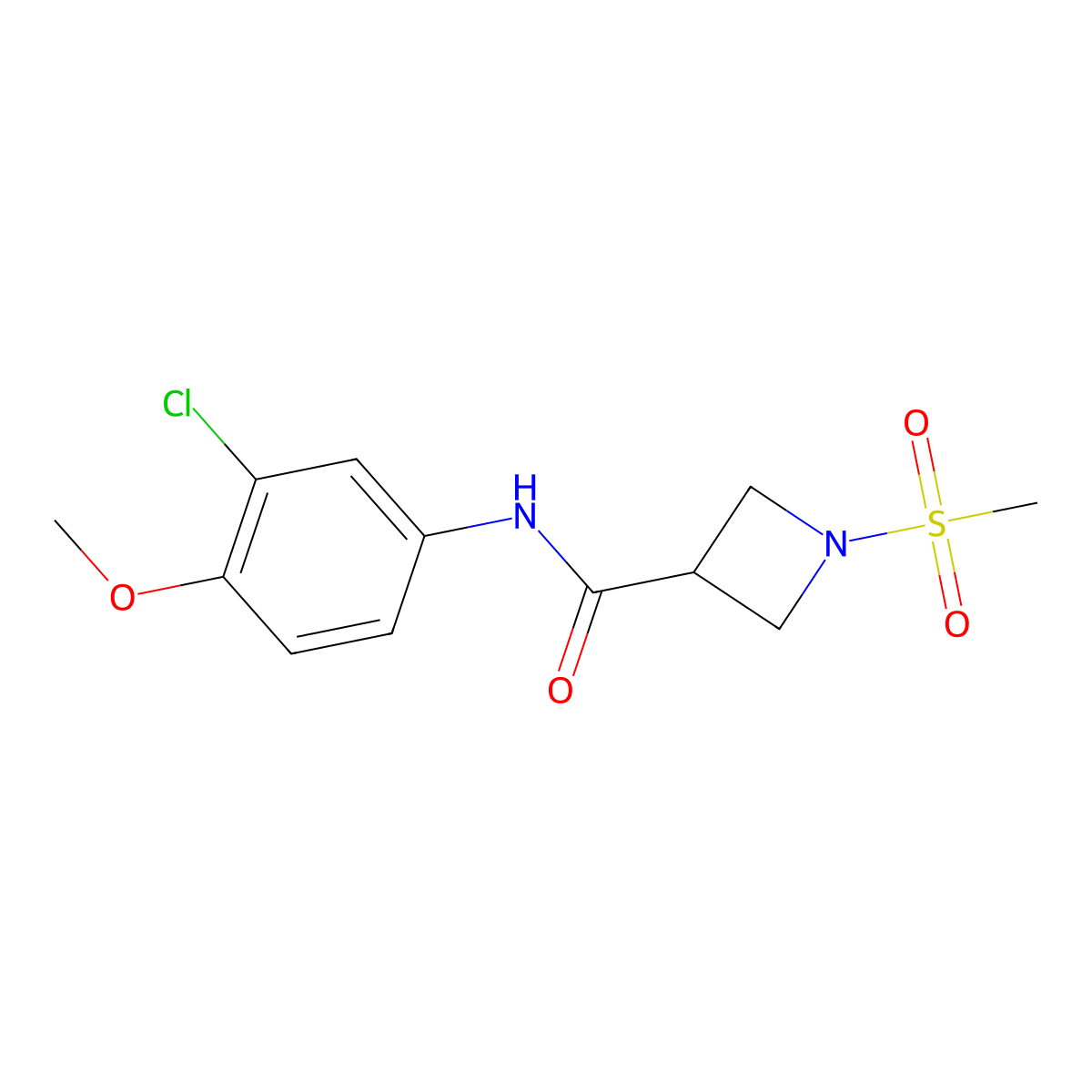 N-(3-chloro-4-methoxyphenyl)-1-(methylsulfonyl)azetidine-3-carboxamide molecular structure, CAS 1448028-95-2