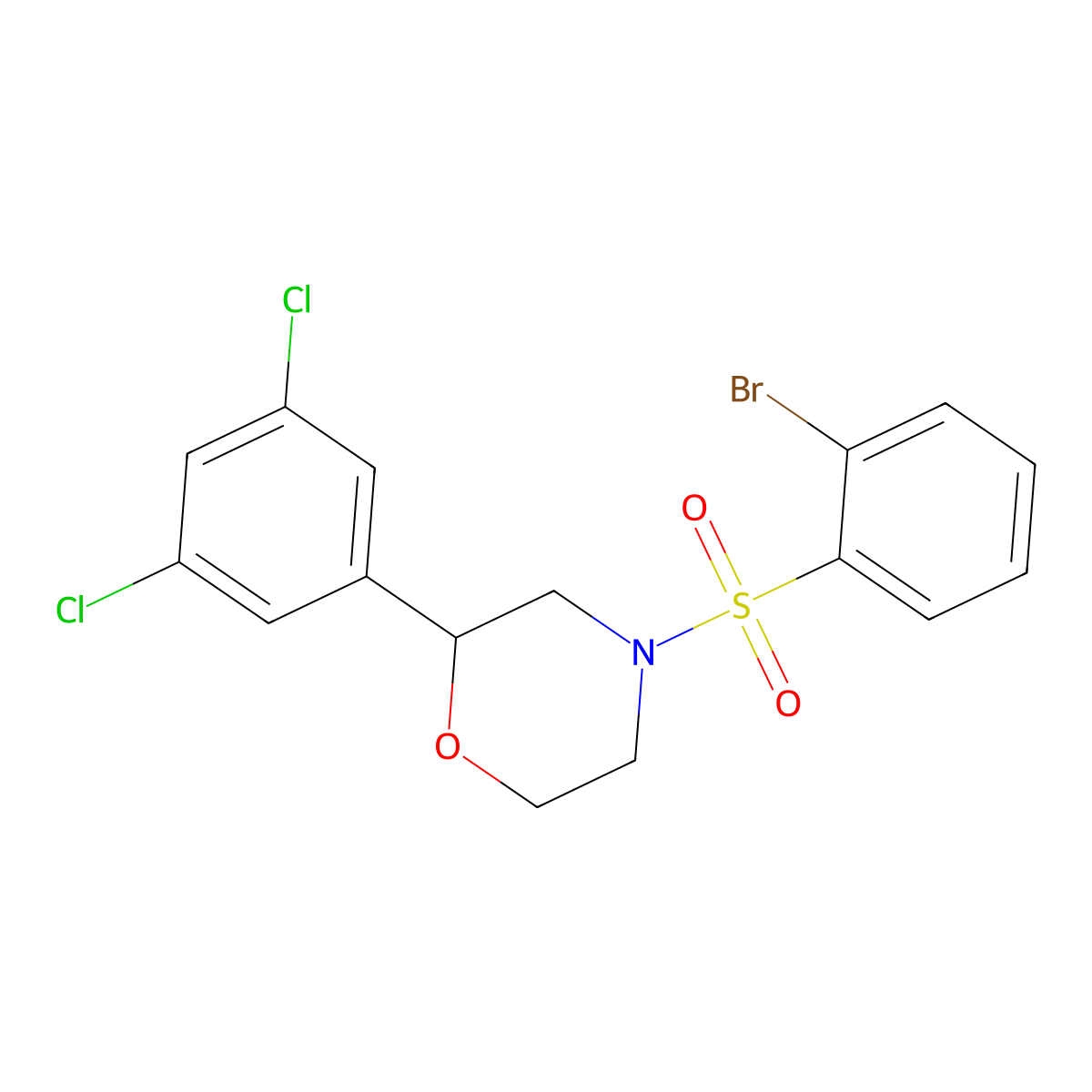 4-((2-Bromophenyl)sulfonyl)-2-(3,5-dichlorophenyl)morpholine molecular structure, CAS 1448029-01-3