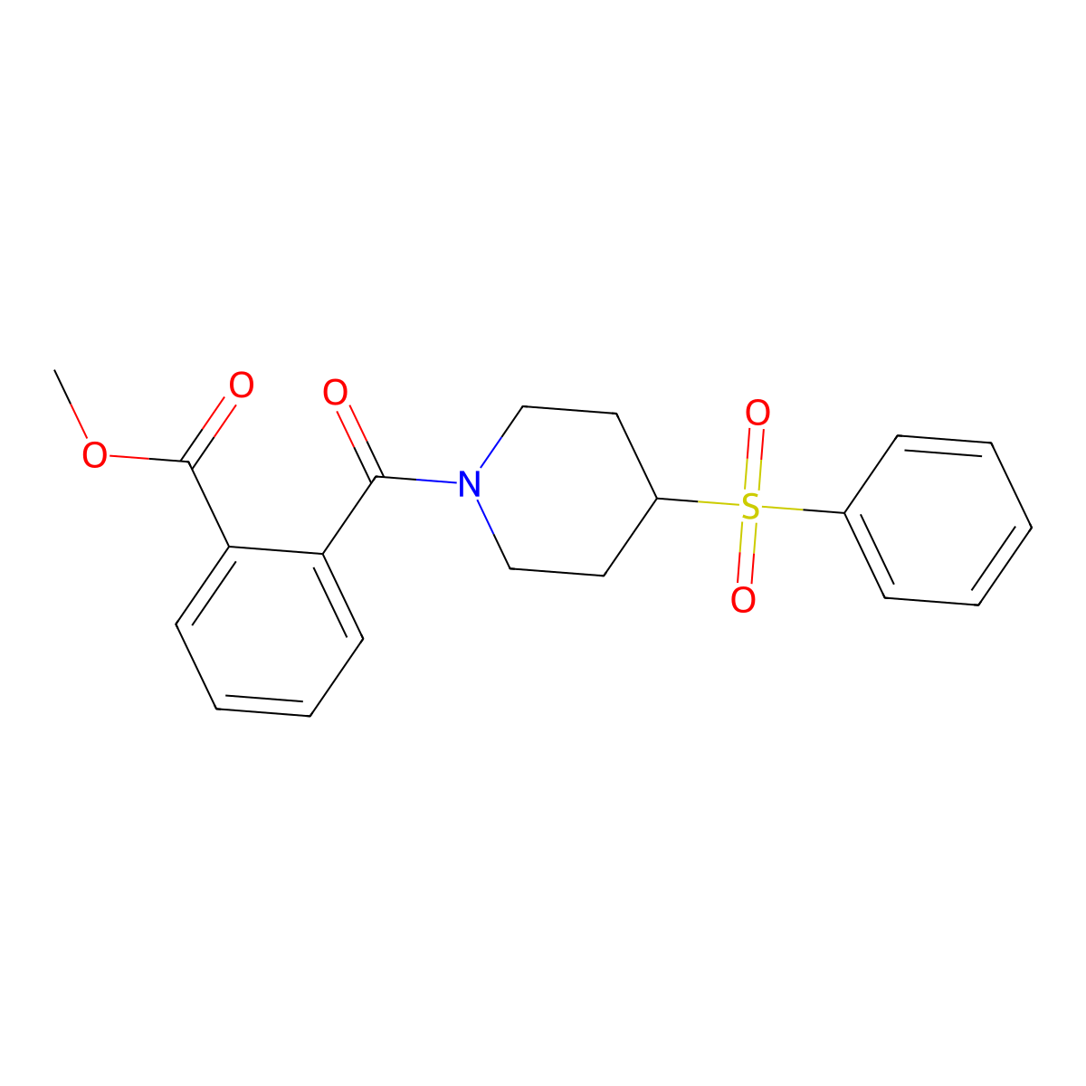 Methyl 2-(4-(phenylsulfonyl)piperidine-1-carbonyl)benzoate molecular structure, CAS 1448029-03-5