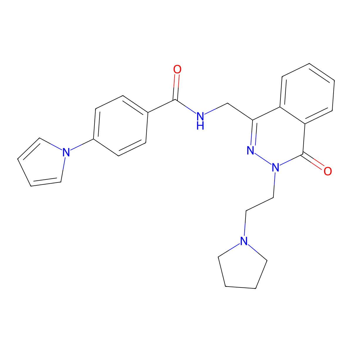 N-((4-oxo-3-(2-(pyrrolidin-1-yl)ethyl)-3,4-dihydrophthalazin-1-yl)methyl)-4-(1H-pyrrol-1-yl)benzamide molecular structure, CAS 1448029-06-8